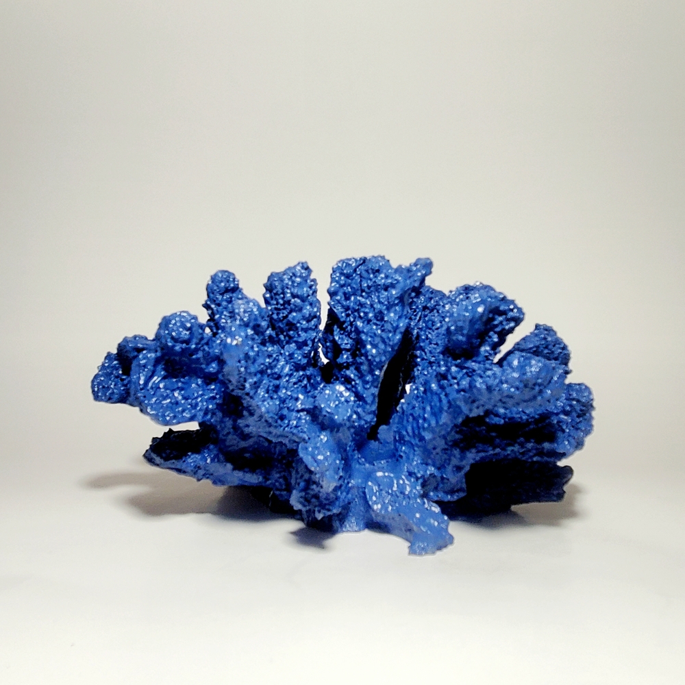 Deep Blue Coral Figurine Accent Reef Decor Piece Resin Coral Statue Beach Sea